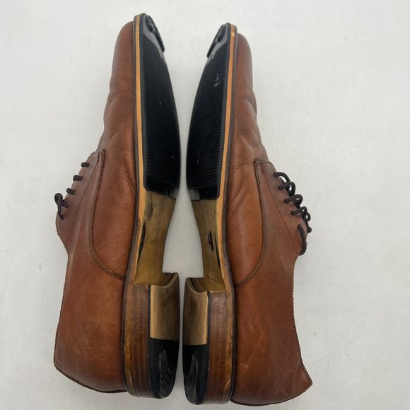 Aston Grey Shoes Men`s Size 12 Orlando Dress Oxford Brown Leather  plain Toe - Picture 4 of 10